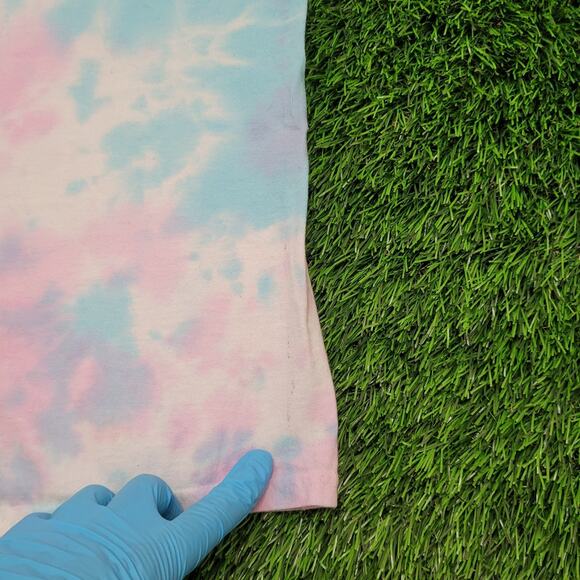 VTG Style AC/DC Band Tee T-Shirt Womens L/XL Oversized Pink Tie Dye V-Notch 2017 - Picture 5 of 6